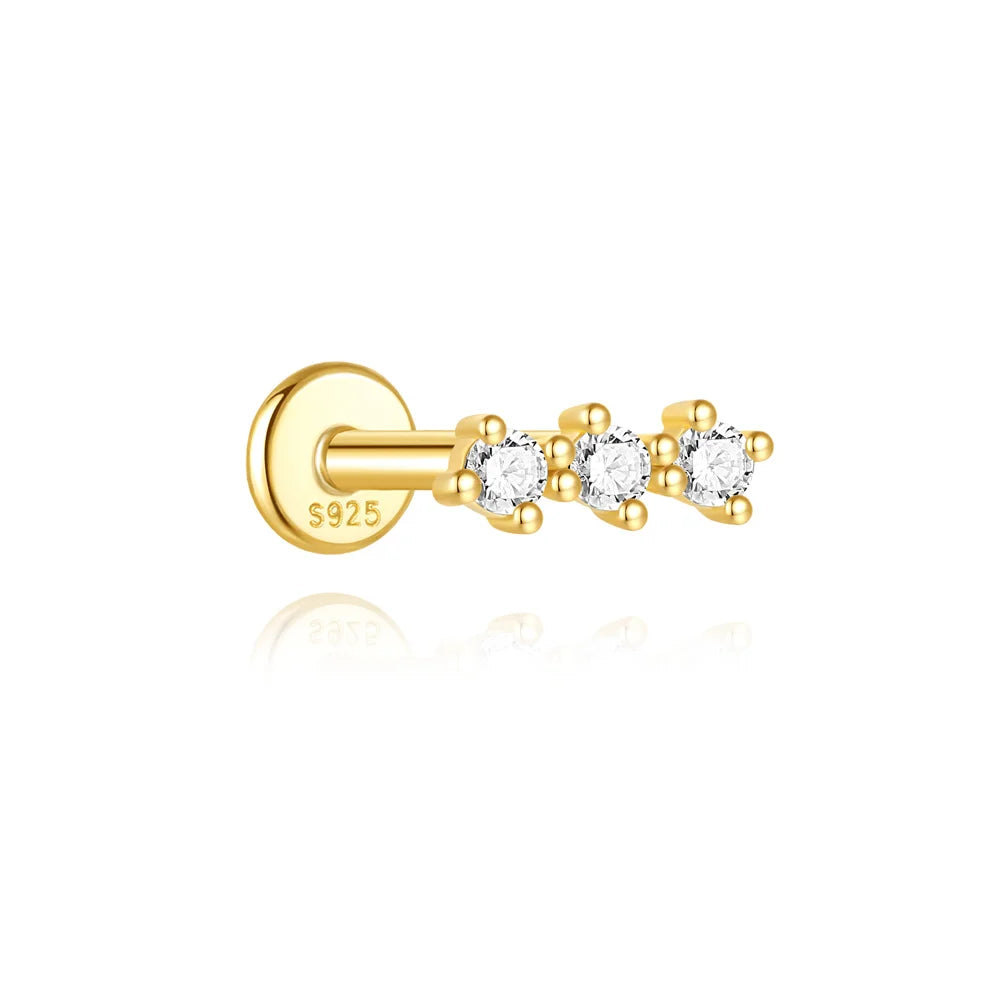 AIDE Heart Round Ball Flat Helix Piercing Earring 925 Sterling Silver Ear Studs Geometric Zircon Exquisite Trinket Studs Aretes