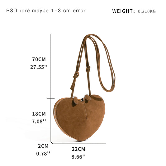 Vintage Faux Suede Hobo Phone Purse Luxury Design Unique Heart Shape