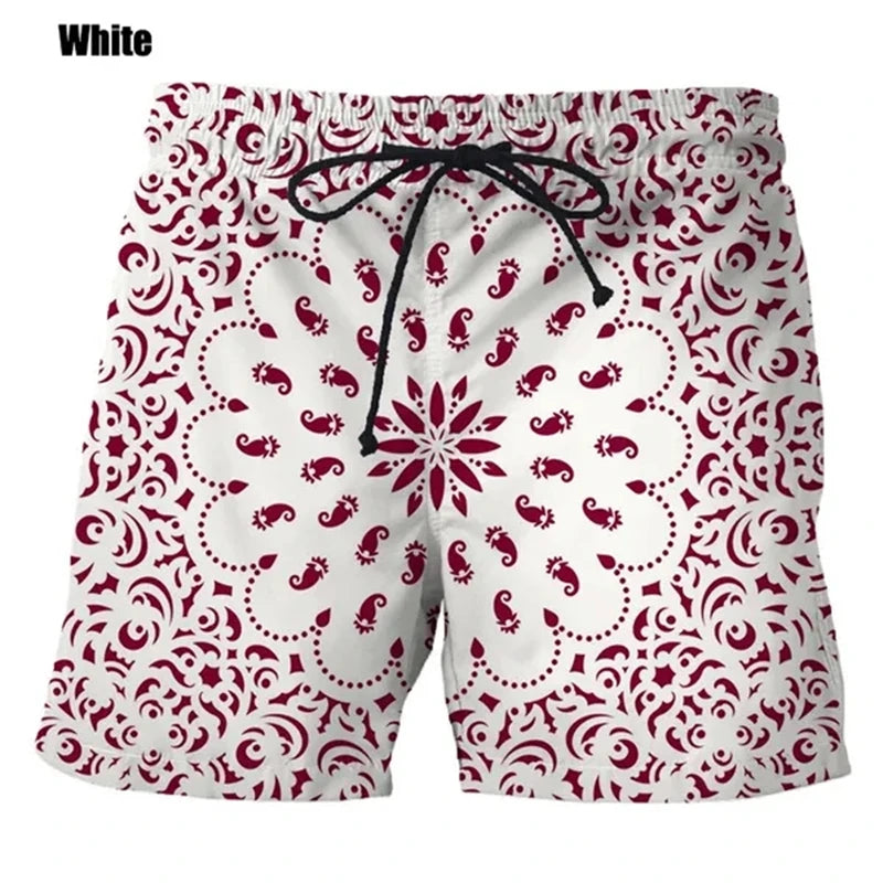 New Bandana Pattern Men Women 3D Printing Harajuku Style Beach Short Pants Causal Fashion Water Sport Gym Pant Surf Board Shorts