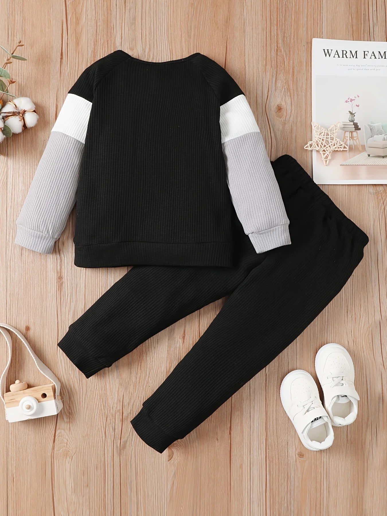 Winter Newborn Infant Baby Boy Long Sleeve Knitted    Soft  Waffle  Letter Casual Fashion Baby Clothing