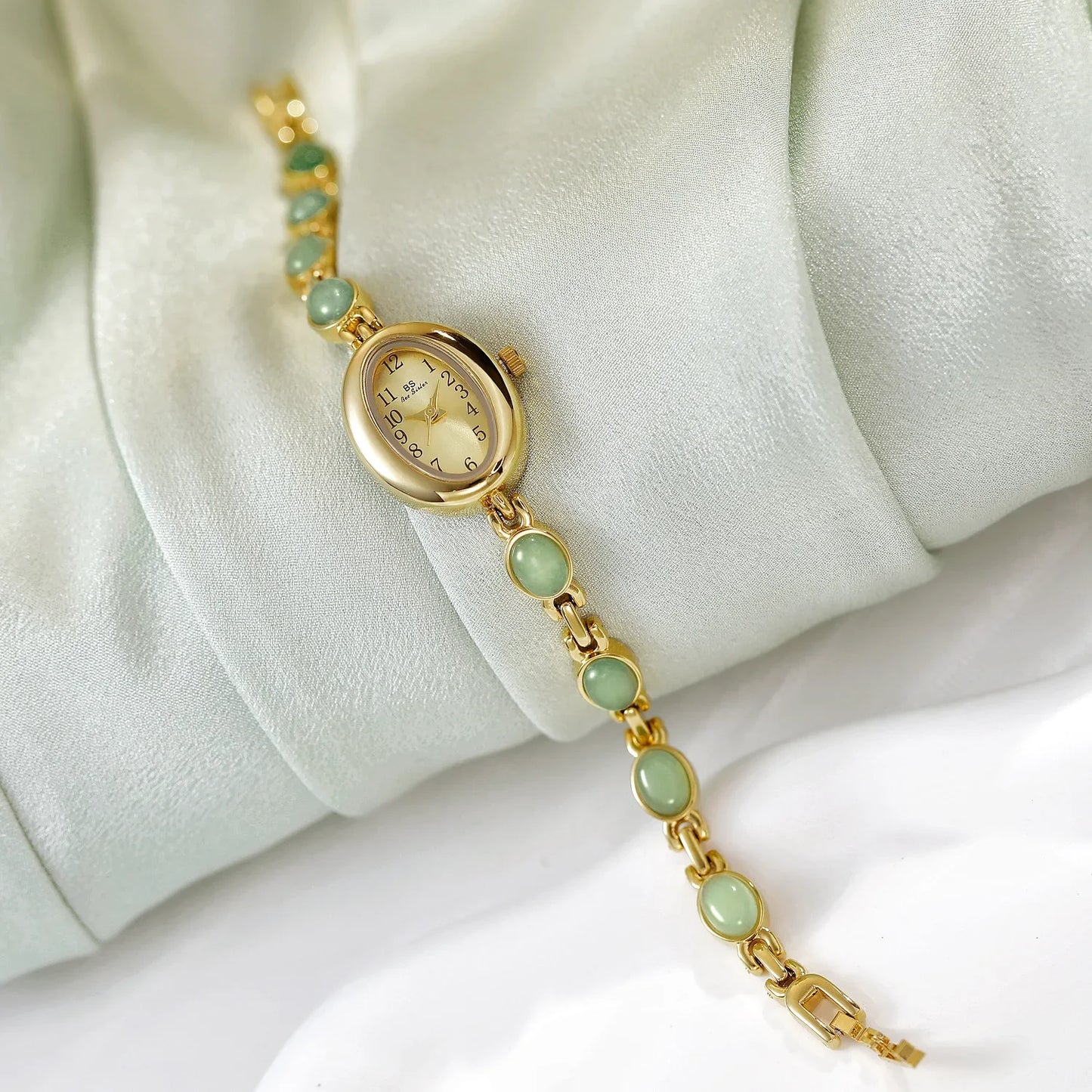 2026 Women quartz Watch Luxury Brand Retro Natural Dongling Stone Hotan Jade Waterproof Ladies Advanced Chain Wristwatches gift