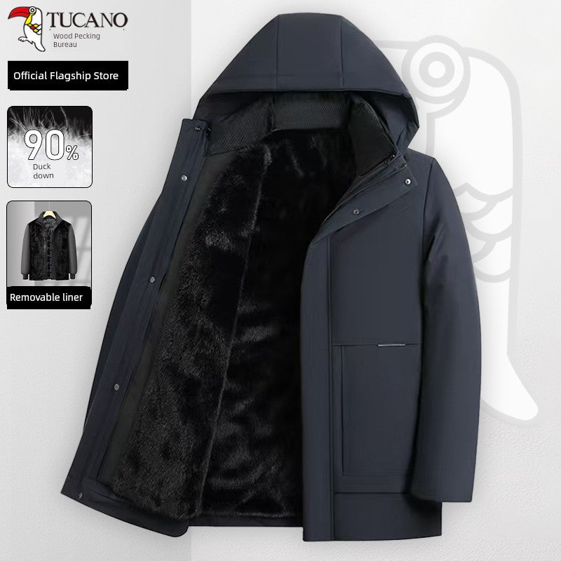 Woodpecker Men Fleece-lined Thickened Middle-Aged and Elderly Heattech Dad