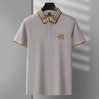 Summer men's fashion casual short sleeved polo shirt high-end boutique embroidered top comfortable and breathable lapel T-shirt