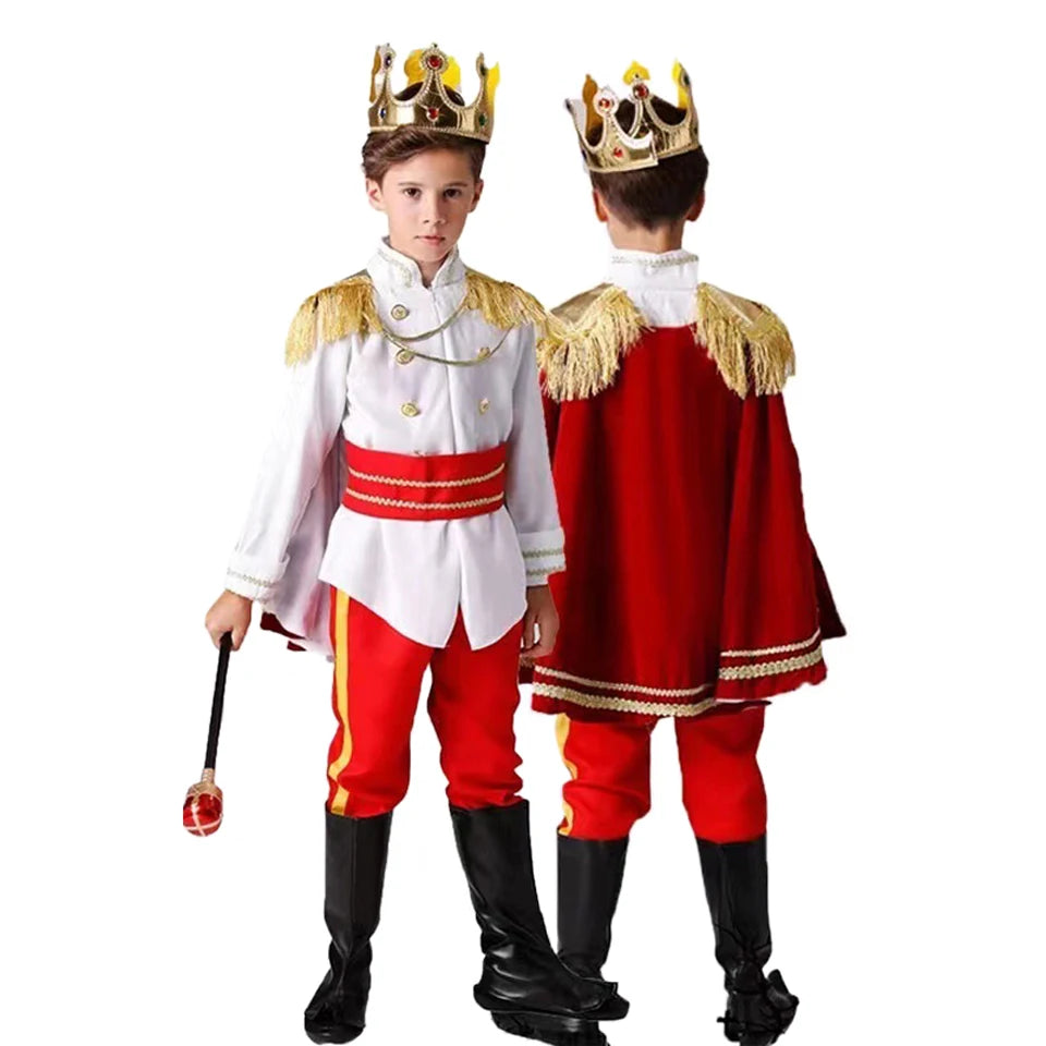 Halloween Carnival Kids Cosplay King Costume Fairy Prince Children Stage Performance Masquerade Festival Boys Clothing Set