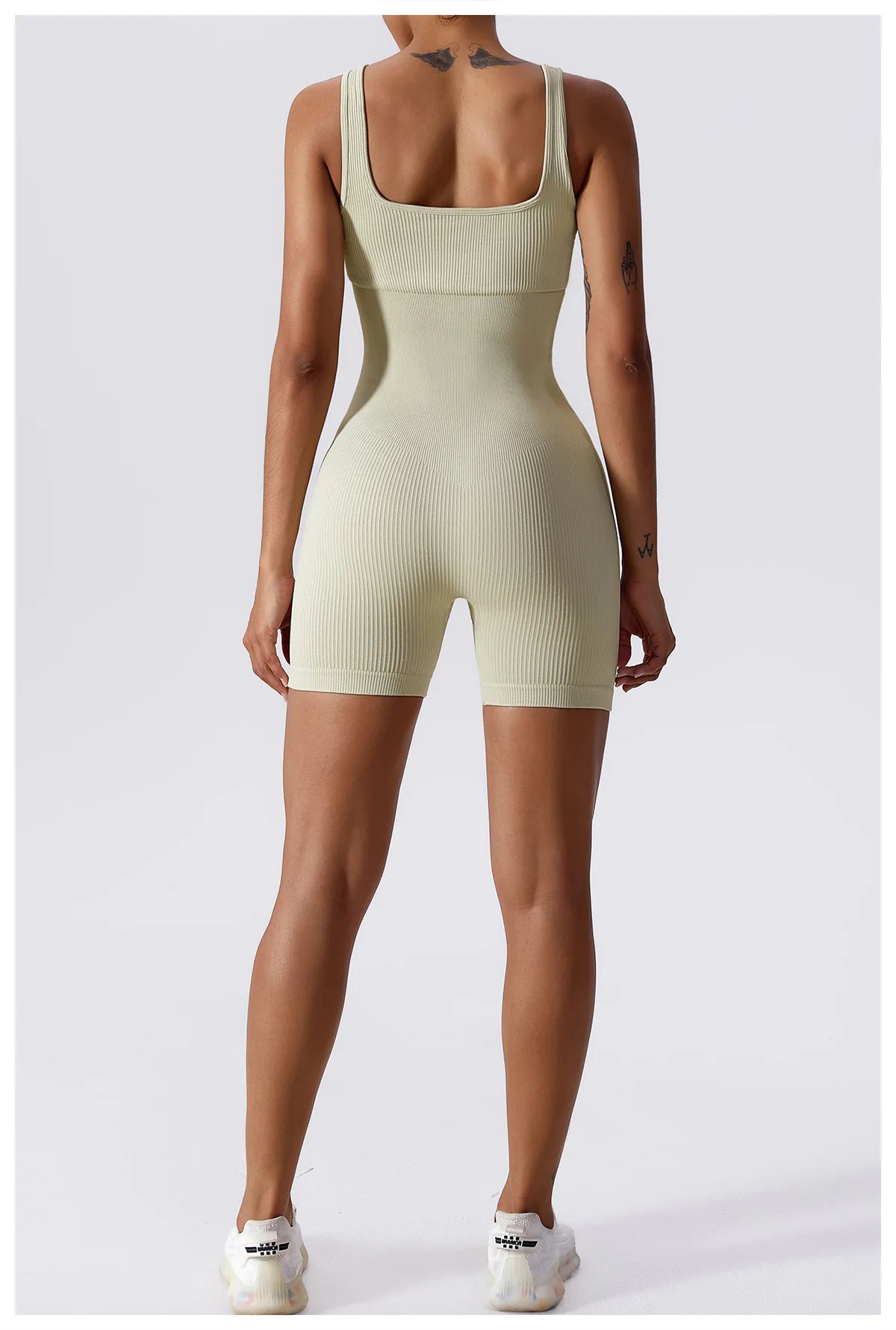 Women's Yoga Rompers One Piece Tummy Control Seamless Ribbed Jumpsuit Padded