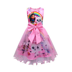 Summer Gabbys Dollhouse Costume For Baby Girl Lace Dress Fashion Kid Up Bow Print