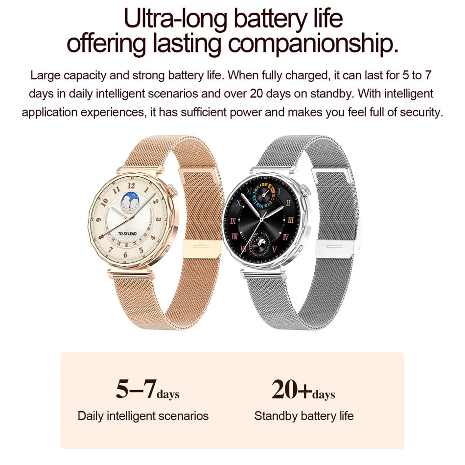 Fashion Women's Smart Watch AMOLED HD Screen Health Monitoring GPS Sports Track Watch Bluetooth Call Smartwatch Android IOS