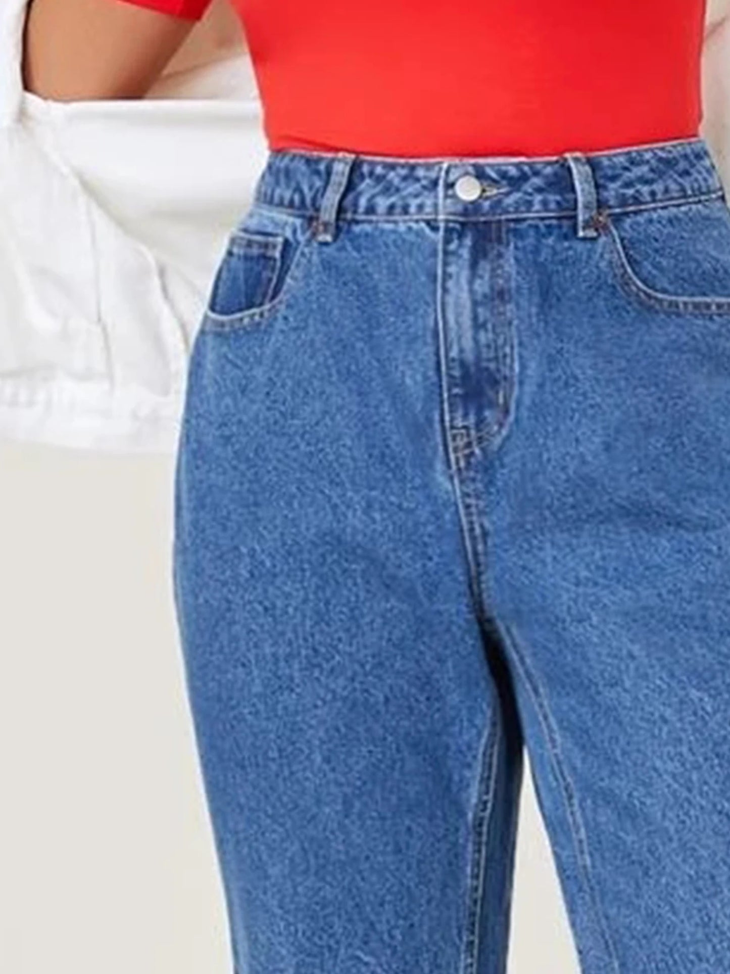 Plus Size Jeans for Women Autumn High Waist Elastic Denim Pants