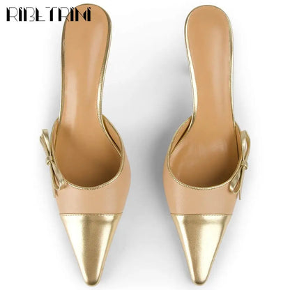 Spring Summer New Brand Mules Shoes Thin High Heels Pointed Toe Women Pumps Elegant Dress Sexy Luxury Quality Officel Lady Pumps