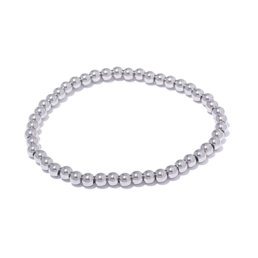 Yhpup 3/4/5/6 MM Stainless Steel Beads Daily Handmade Elastic Bracelet Bangle Waterproof Wrist Wholesale Gold Color Jewelry Men