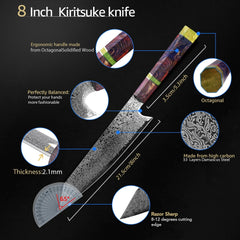 Damascus Knife 8 inch Kitchen Knife Japanese Style VG10 67 Layers Stainless Steel