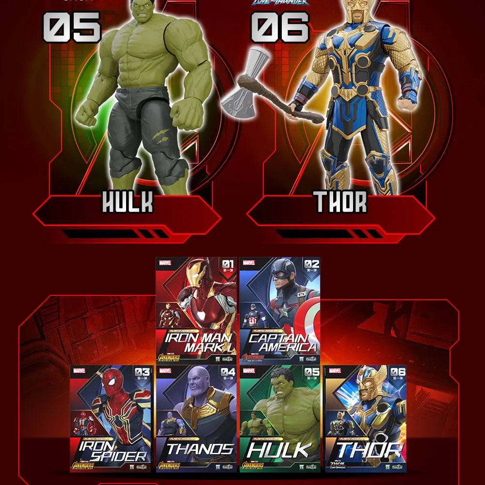 The Avengers Original Fondjoy Iron Man MK50 Iron Spider Thor Thanos Hulk Action Figure Model Movable Figurine Collection Kid Toy