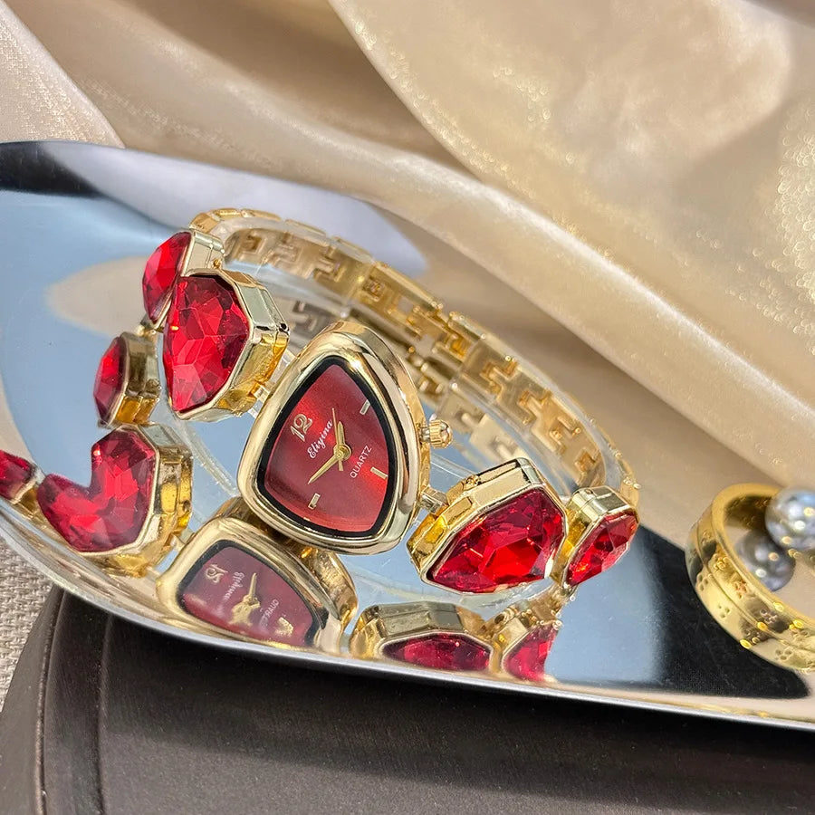 New color scheme irregular design big diamond watch light luxury niche watch color fashion high sense foreign trade wholesale
