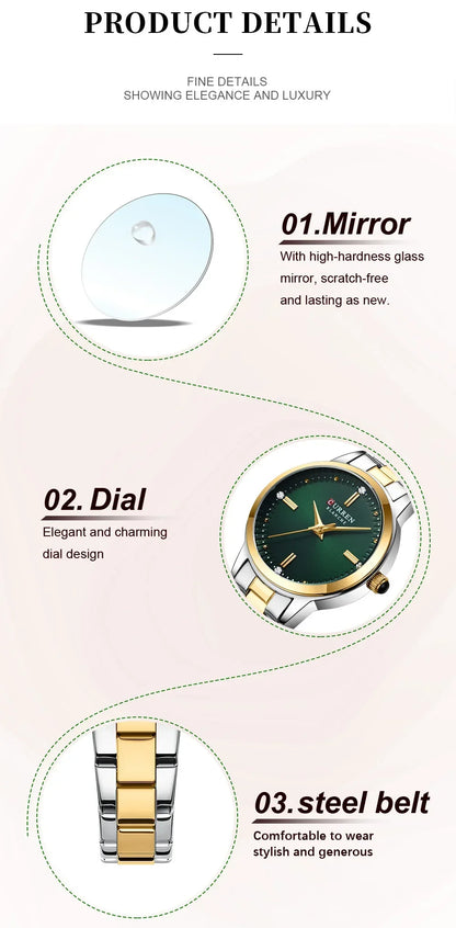 CURREN Women's Watches Fashion Original Quartz Wrist Watch for Ladies Roman Dial Dazzling Diamond Waterproof Luminous Luxury New