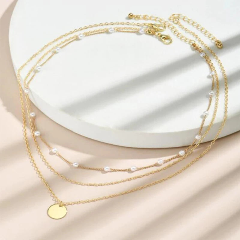 Vintage Round Charm Layered Necklace Women's Jewelry Layered Accessories