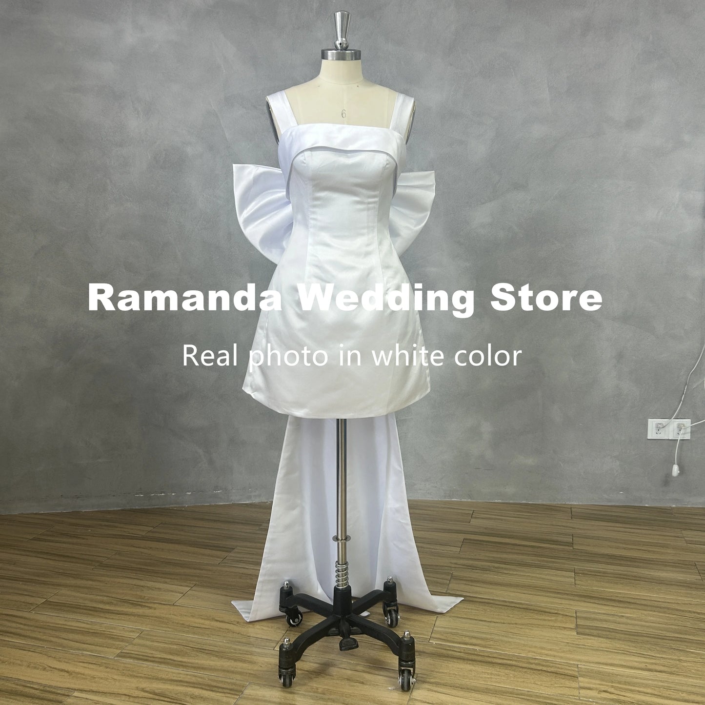 White Bridesmaid Dresses: Wedding Dress Simple Backless Mini Above Knee Bridal Gown