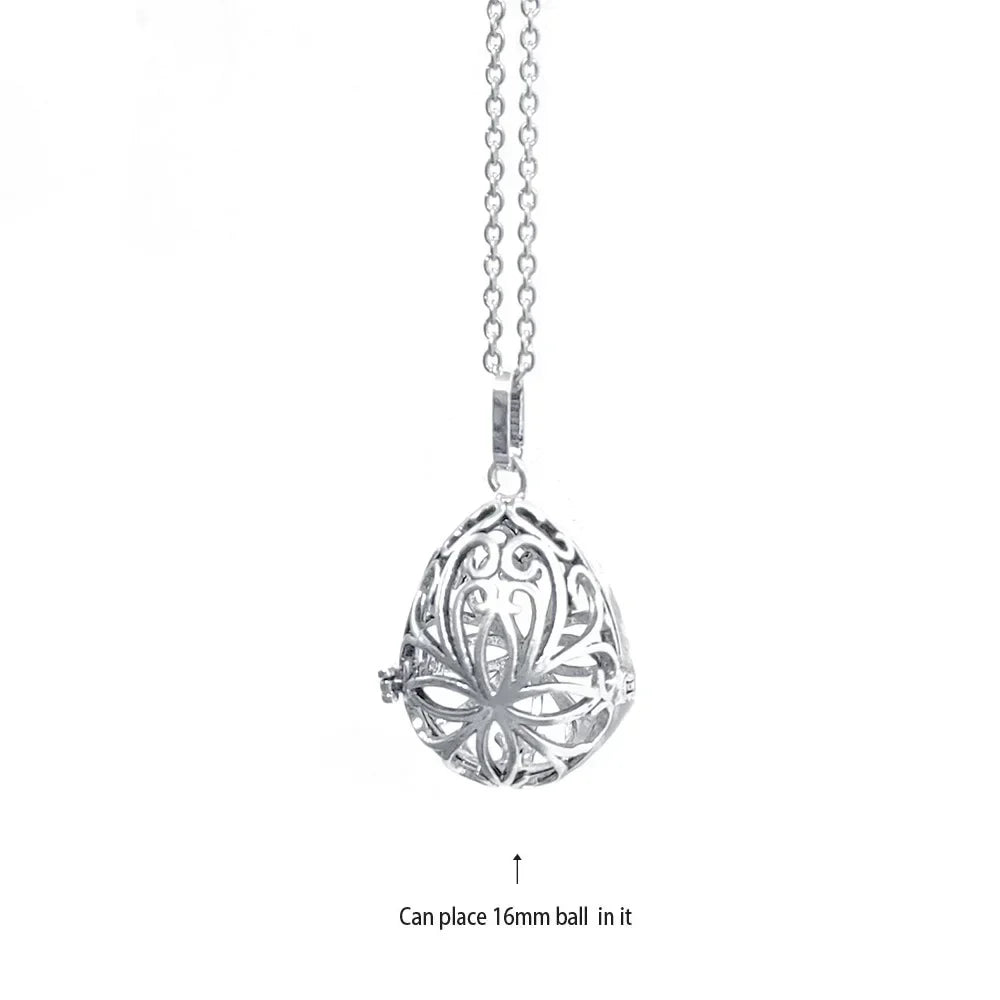 Music Chime Mexico Angel Ball Caller Locket Necklace Antique Vintage Pregnancy Essential Oil Diffuser Aromatherapy Necklace
