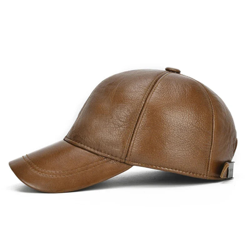 2026 Adjustable Men's Genuine Cowhide Leather Baseball Cap for Fall Winter Outdoor Sports Hat Men Real Cowhide Leather Caps