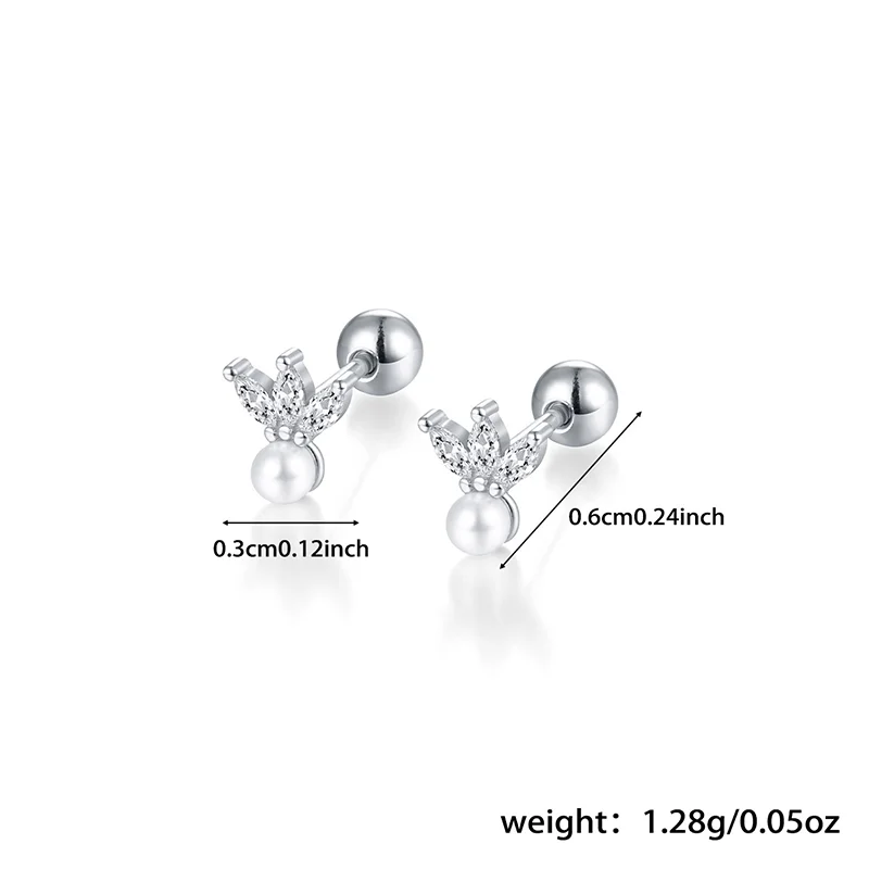 WANTME 925 Sterling Silver Fashion Love Butterfly Romantic Star Crown Screw Stud Earrings for Women Ear Bone Piercing Jewelry