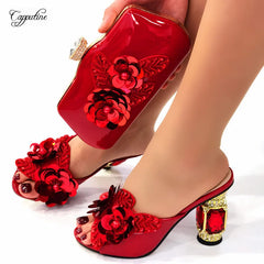 Black Women Platform Shoes And Bag Set Fashion African Ladies High Heels