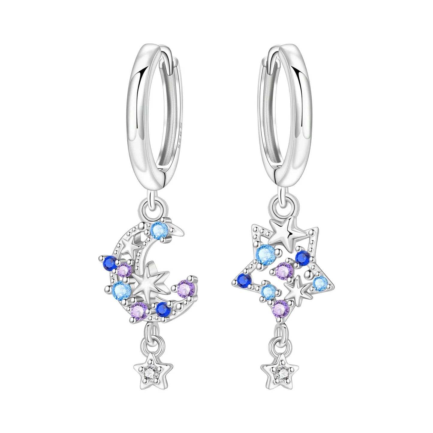 PANPOKI 925 Sterling Silver Multi Layer Starry Tassel Drop Earrings Women Earrings Charm Trend Versatile Party Jewelry Gifts