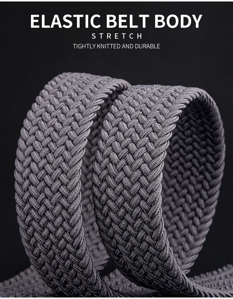Men's metal pin buckle casual fashion high quality elastic jeans canvas stretch woven belt