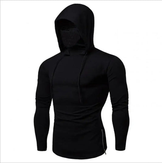 Men Solid Color Hoodies Autumn Leisure Fitness Sweatshirt Men's Thin Sweater Hooded