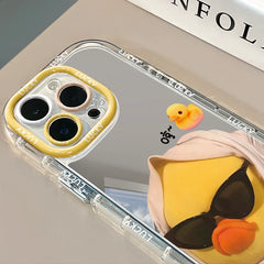 for IPHONE case 15 14 13 12 11 PRO MAX 7 8 PLUS X XR XS MAX Mirror angry duck soft edge anti-drop and shock-proof