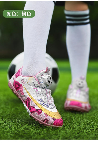 Football Boots Society Futsal TF Pink Soccer Tennis Shoes Sports