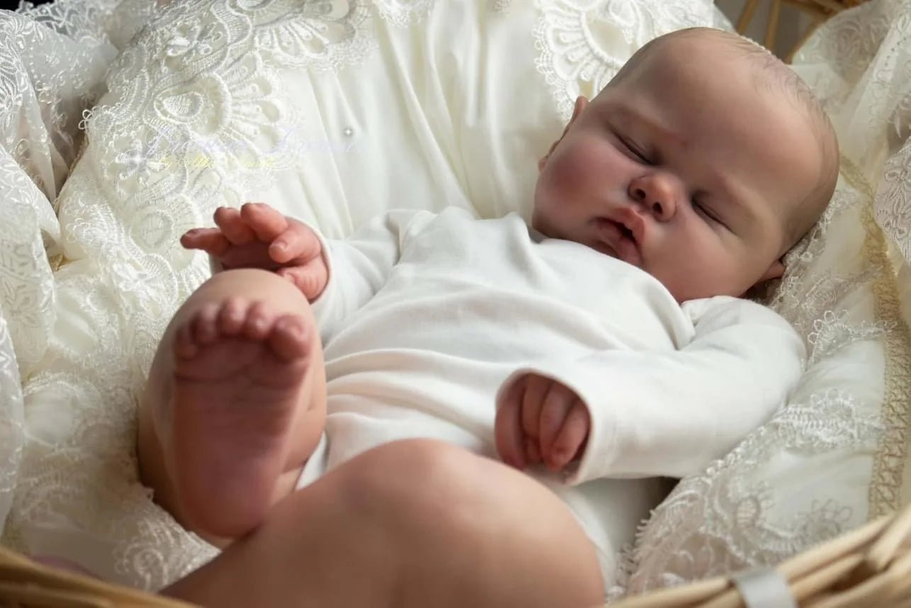 19 Inch Pickle Boy Reborn Toddler Doll Lifelike Sleeping Figure Soft Cloth Body Hand-Painted Hair Cuddly Baby Toy for Collectors
