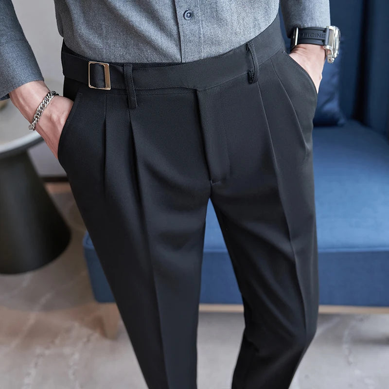 Men Dress Pants Trousers Straight Slim Fit Suit Pants Solid Casual Fashion Men Clothing