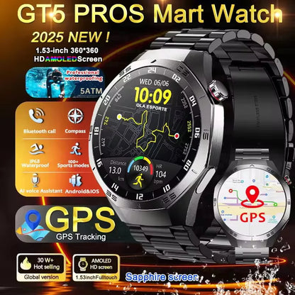 Round GPS Smart Watch Waterproof BT Call Men SmartWatch for Women Health Monitor 100+Sport Smart Band DIY Watch Faces Best Gifts