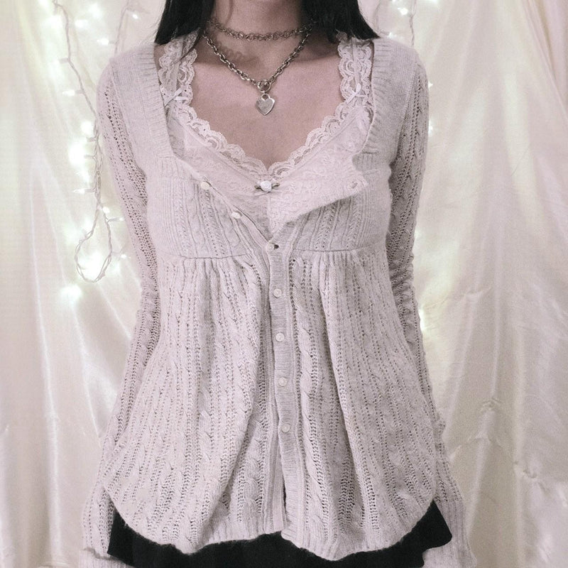 Aesthetic Kawaii Knitwear T-shirt Women Clothes Coquette Grunge Y2K