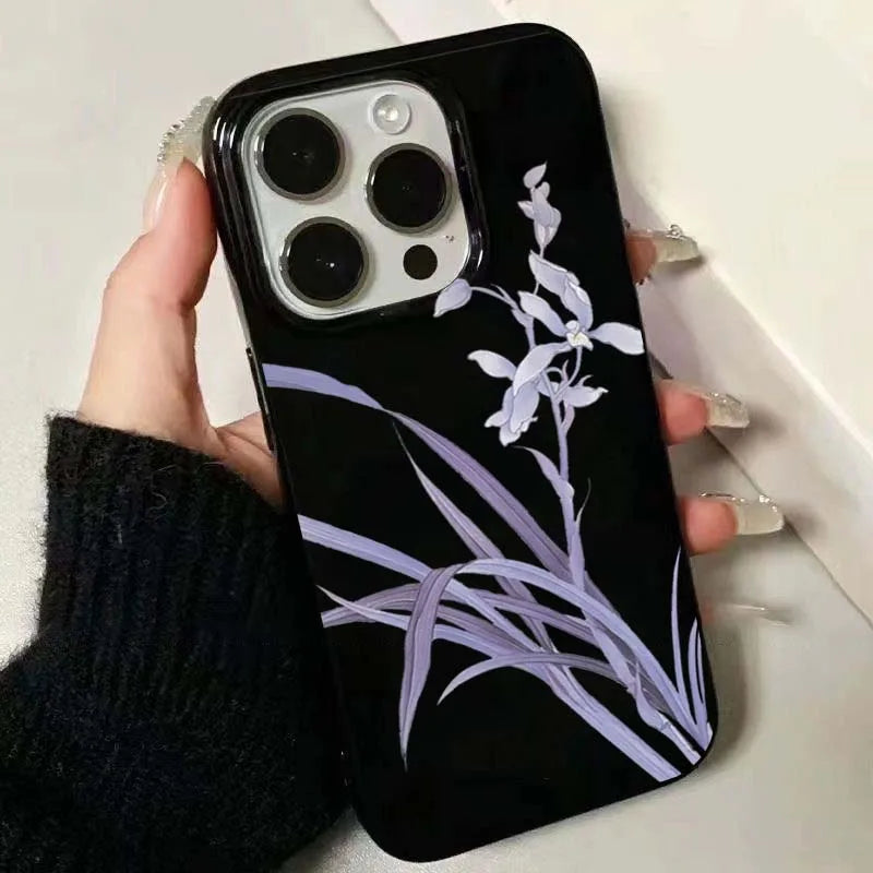 Lily Orchid Flower Print Soft Phone Case For iPhone 16 17 15 14 13 12 11 Pro Max XS X 7 8 16e 16 Plus SE 2022 Shockproof Cover