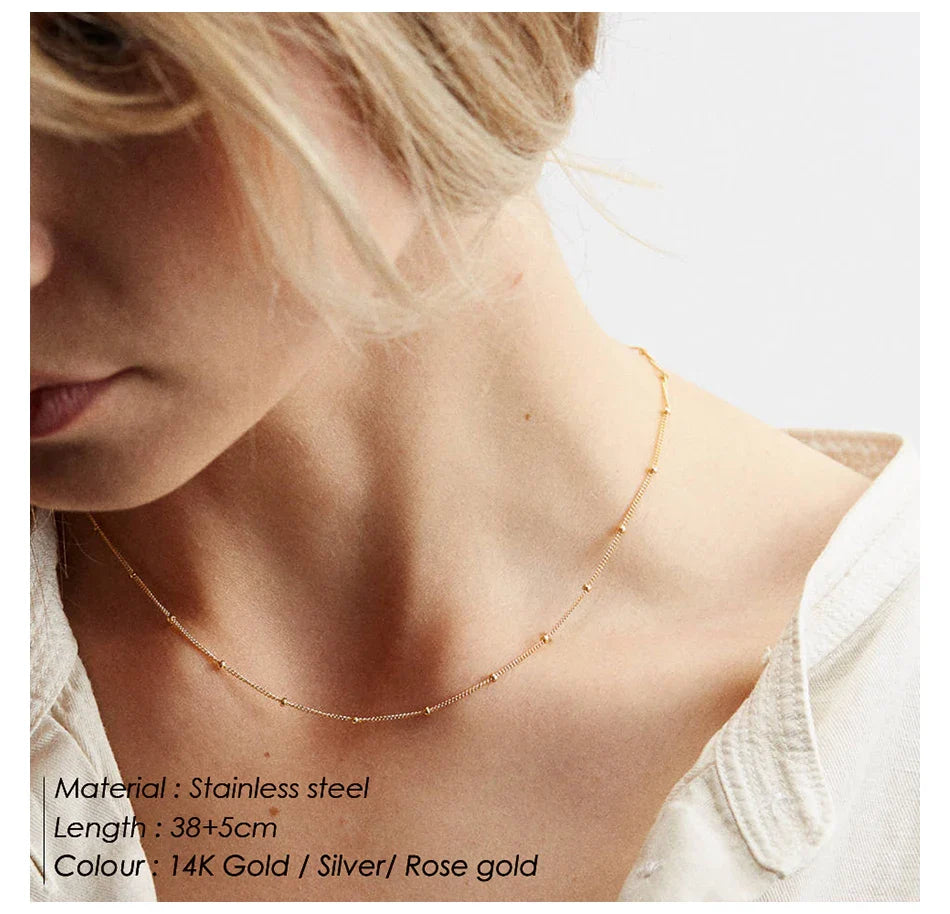 eManco Gold Color Stainless Steel  Chain Choker Necklace Women Chain Necklace Sets for Women gift
