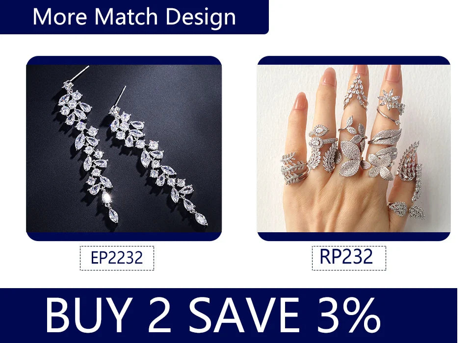 ZAKOL Fashion White Leaf Bracelets Bangles for Women Shinny Marquise Cut Cubic Zirconia Bridal Wedding Party Jewelry BP061