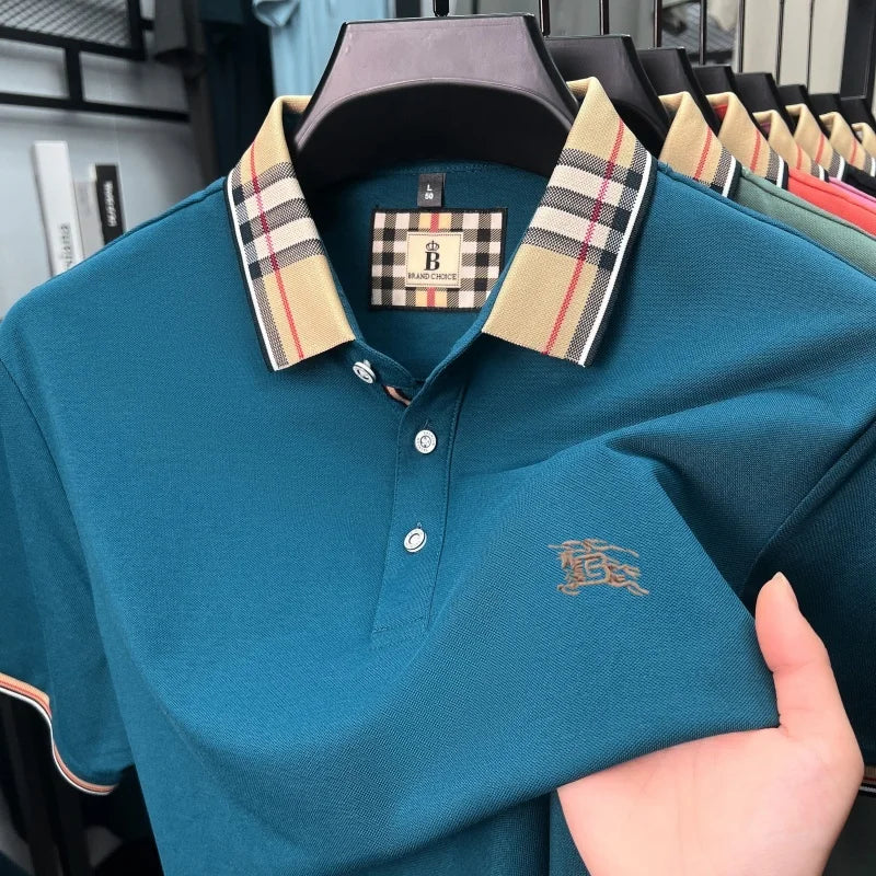 Designer fashion brand short sleeve polo shirt men summer new luxury exquisite embroidery high-end business casual Paul T-shirt