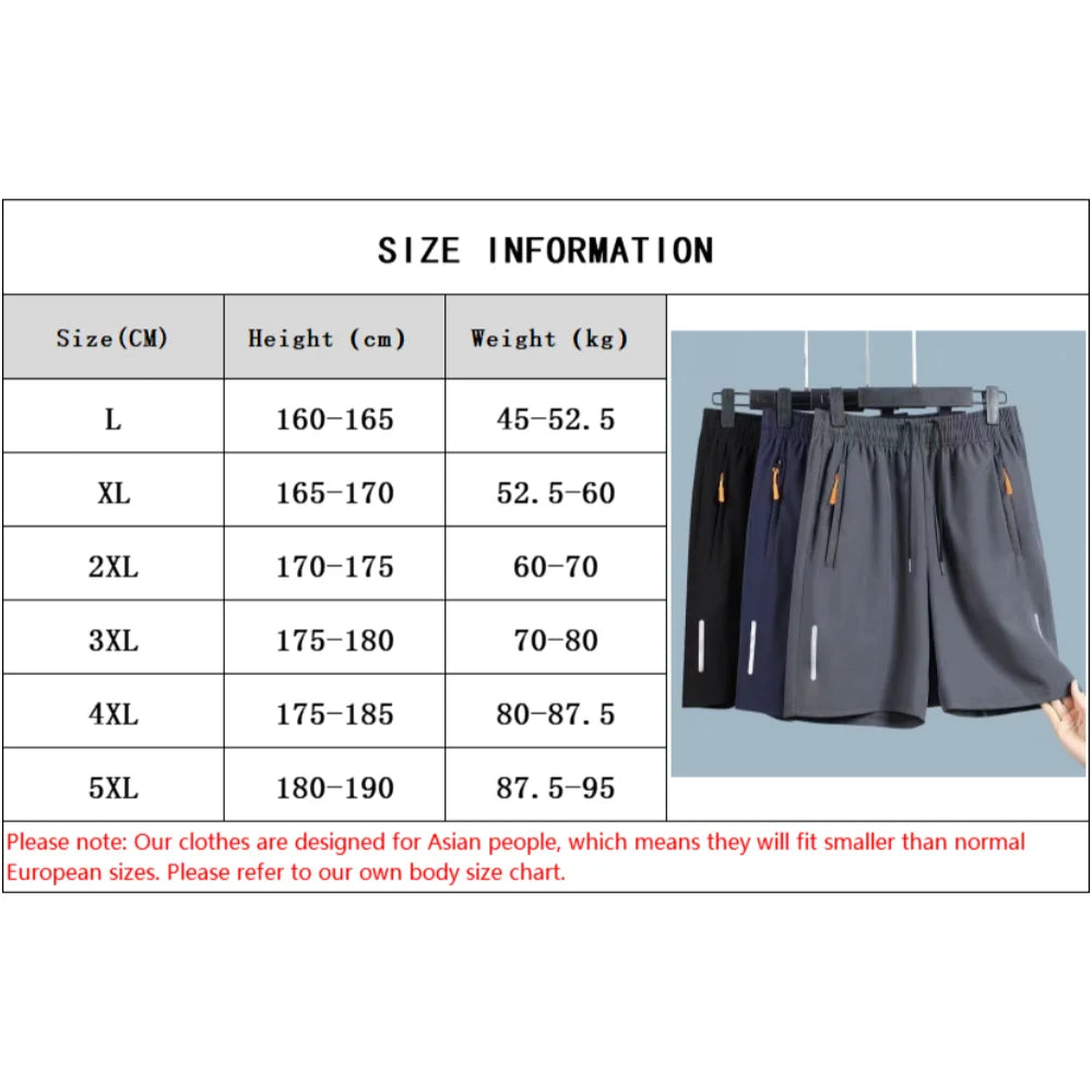 Men's Summer Ultra-thin Ice Silk Beach Casual Shorts Jogging Sport Quick Dry Male