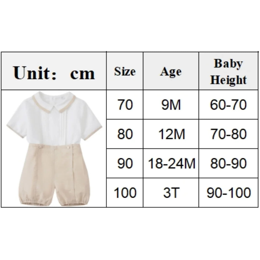 Gentleman Boys Summer Solid 2 Pieces Sets 9 12 18 24 36 Months Toddler Birthday Wedding Outfit Soft Cotton Infant Clothes