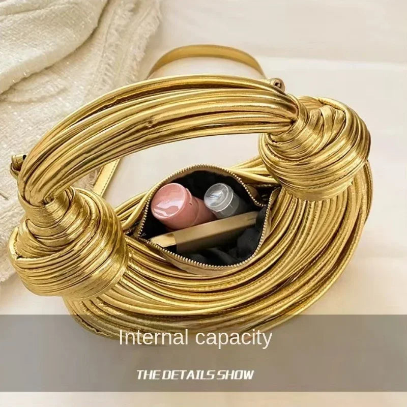 Handbags for Women in Gold Luxury Designer Brand Handwoven Noodle Bags