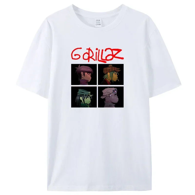 Rock Print T-Shirts Music Band Gorillazs Punk 90s Casual Fashion New Men Short Sleeve Plus Size Pure Cotton T-Shirt Unisex