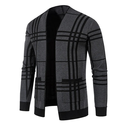 Autumn Sweatwear Casual Men's Cardigan Basic Striped Formal Slim Fit Sweater Wear Out Long Sleeve Jacket Coats Knit Warm Top