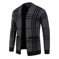 Autumn Sweatwear Casual Men's Cardigan Basic Striped Formal Slim Fit Sweater