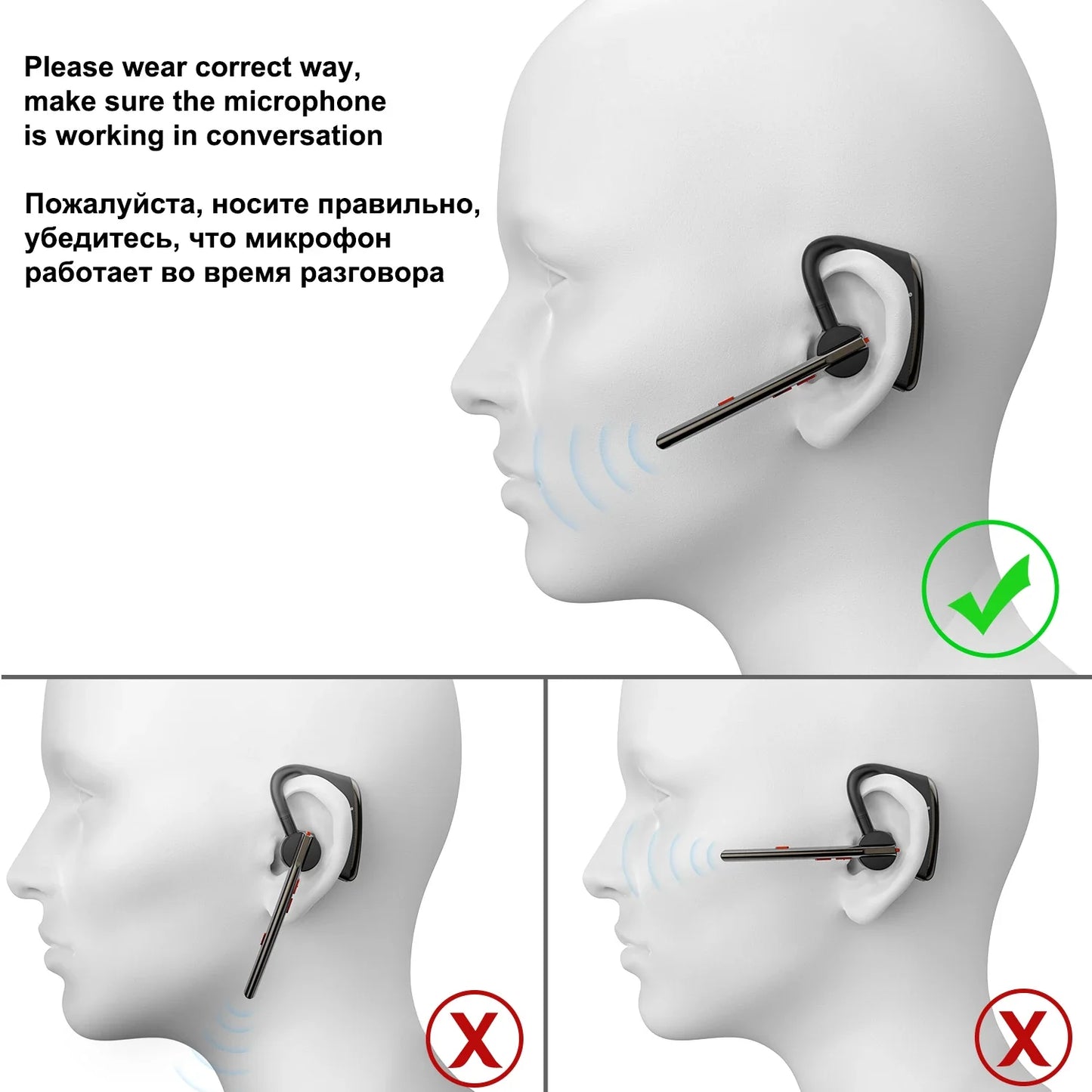 New Bee M50 Bluetooth Headset Wireless Earpiece Earphones 24 Hrs Talk Time V5.2 Headphones with Dual Mic CVC8.0 Handsfree