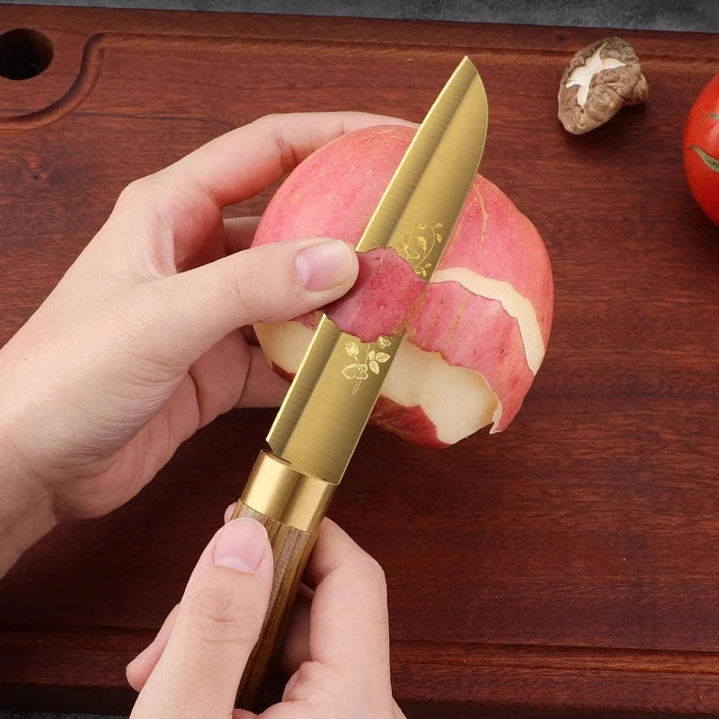 Commercial Gold Kitchen Knives Complete - Special vegetable, meat, and bone knives