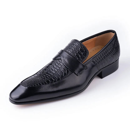 Genuine Leather Shoes For Men Dress British Business Party Slip on Black Point Toe Fashion Casual Formal Suit Handmade Men Shoes