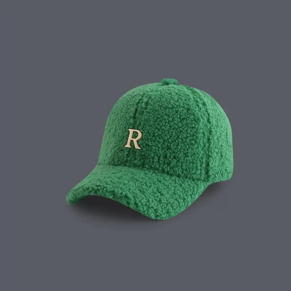 Baseball Cap Winter Hats For Women Men Unisex Letter Metal Logo Imitation Cashmere Keep Warm Simple Casual Winter Cap New Velvet