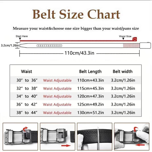 Men's Belt With Alloy Automatic Buckle, Fashion Men's Business Leisure Belt