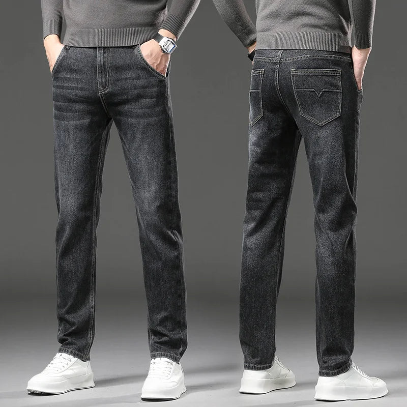 Men's Stretch Jeans Business men Straight Leg Classic Jeans Casual Denim