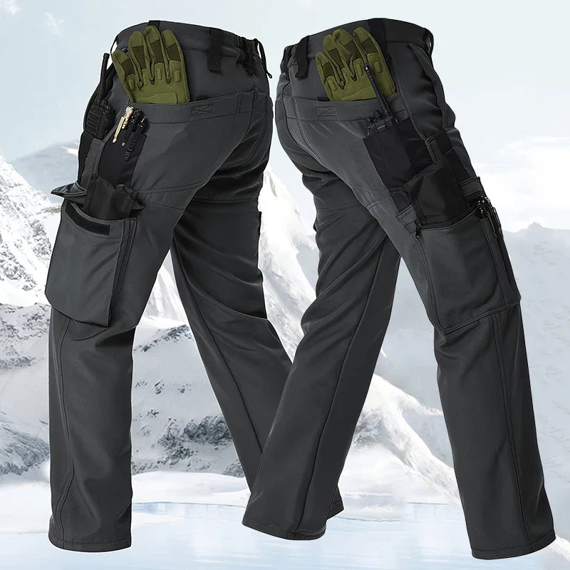 Winter Outdoor Work Sets Mens Field Training Jackets Multi-Pocket Fleece Cargo Pants Tactical Waterproof Camping Tracksuits Set